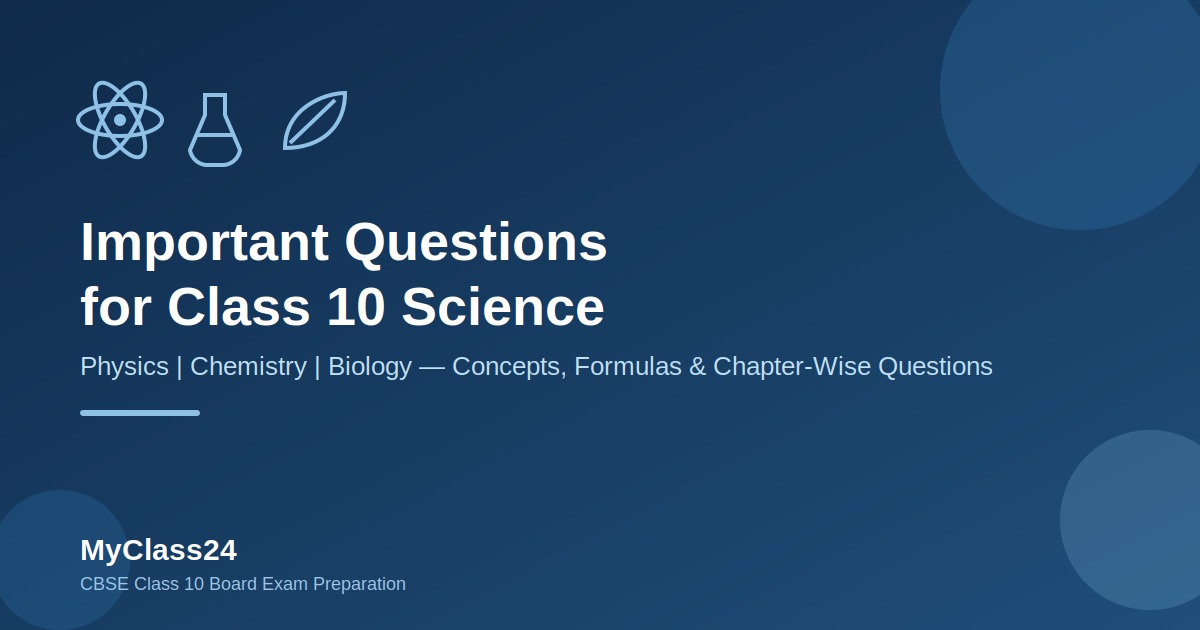 Important Questions for Class 10 Science