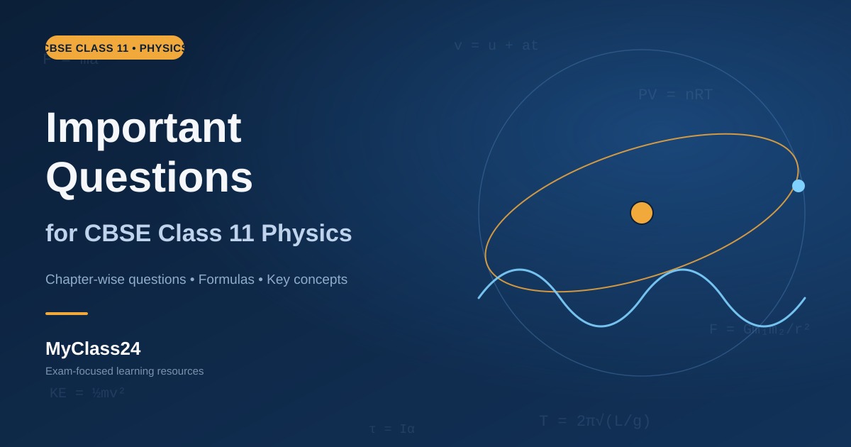Important Questions for CBSE Class 11 Physics