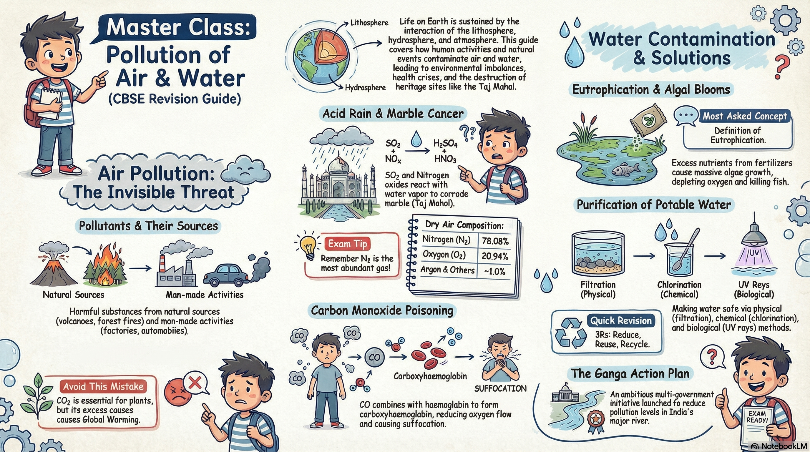 Pollution of air and water mind map for class 8