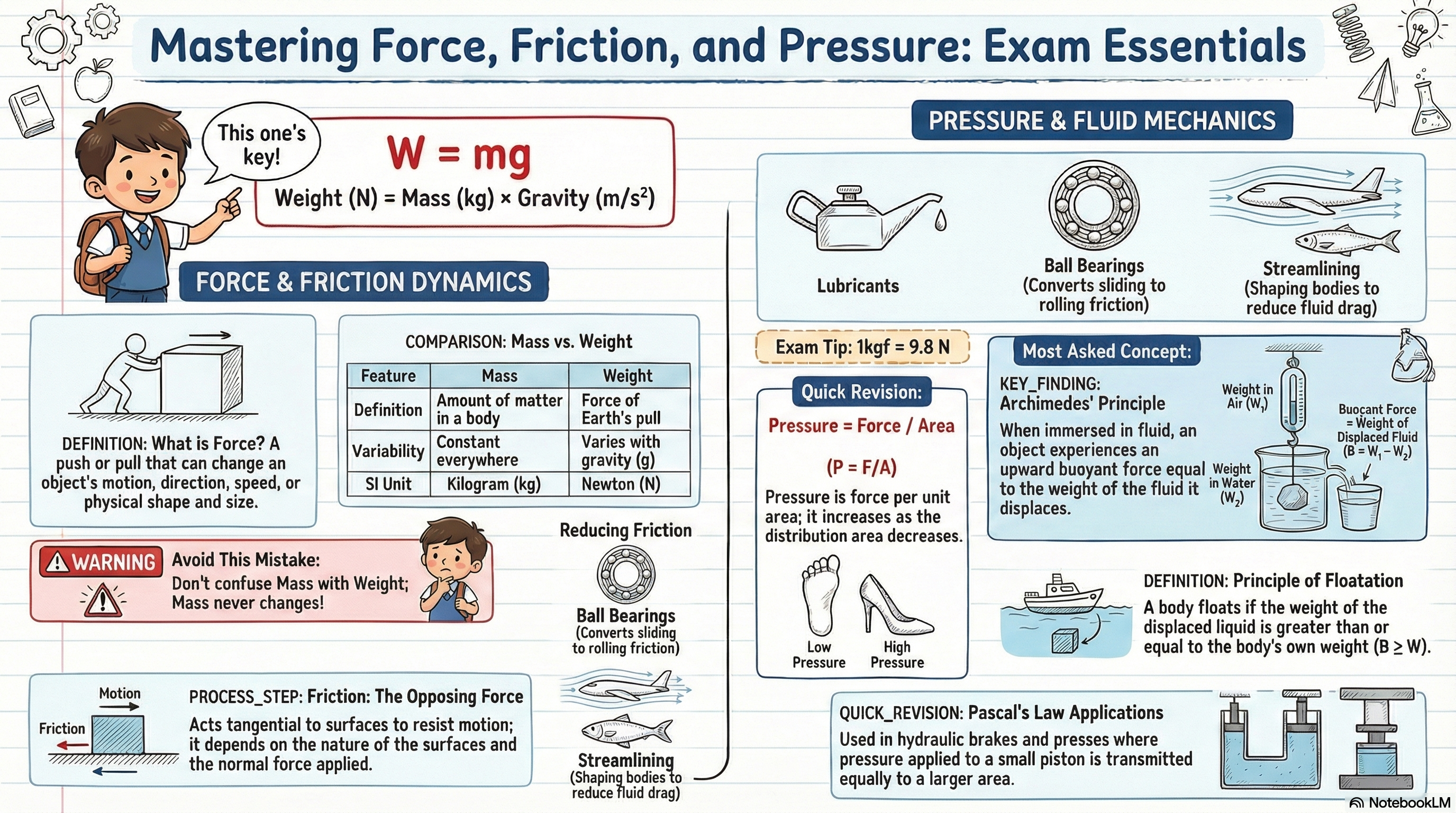Force, Friction and Pressure