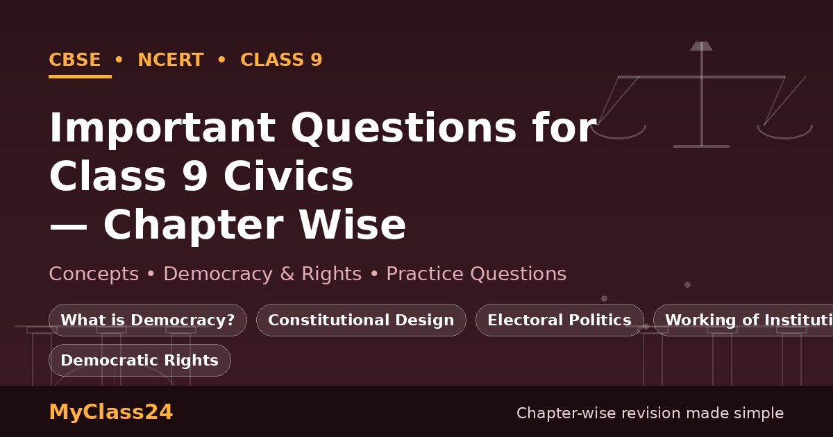 Important Questions Class 9 Civics