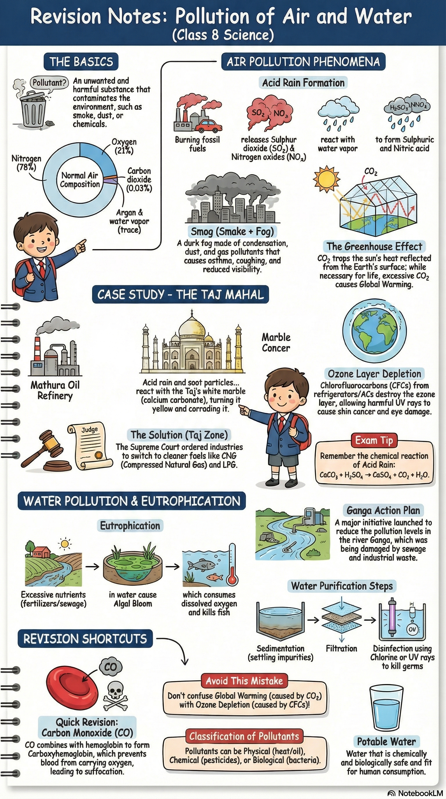 Pollution of air and water mind map for class 8