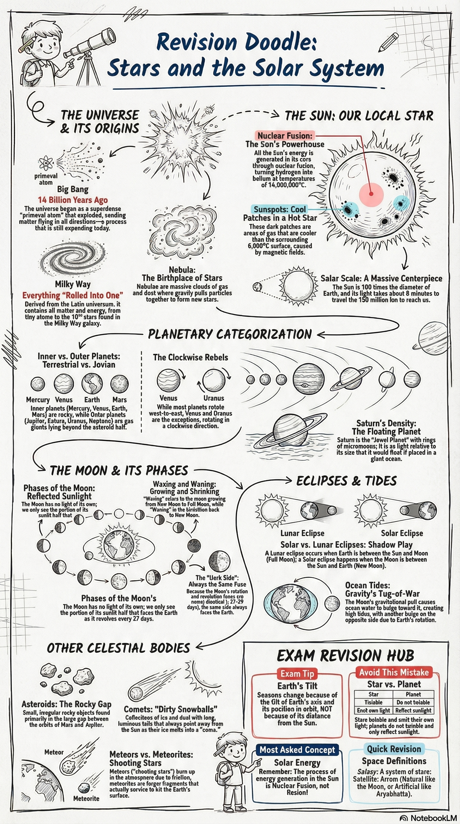 Stars and the Solar System mind map