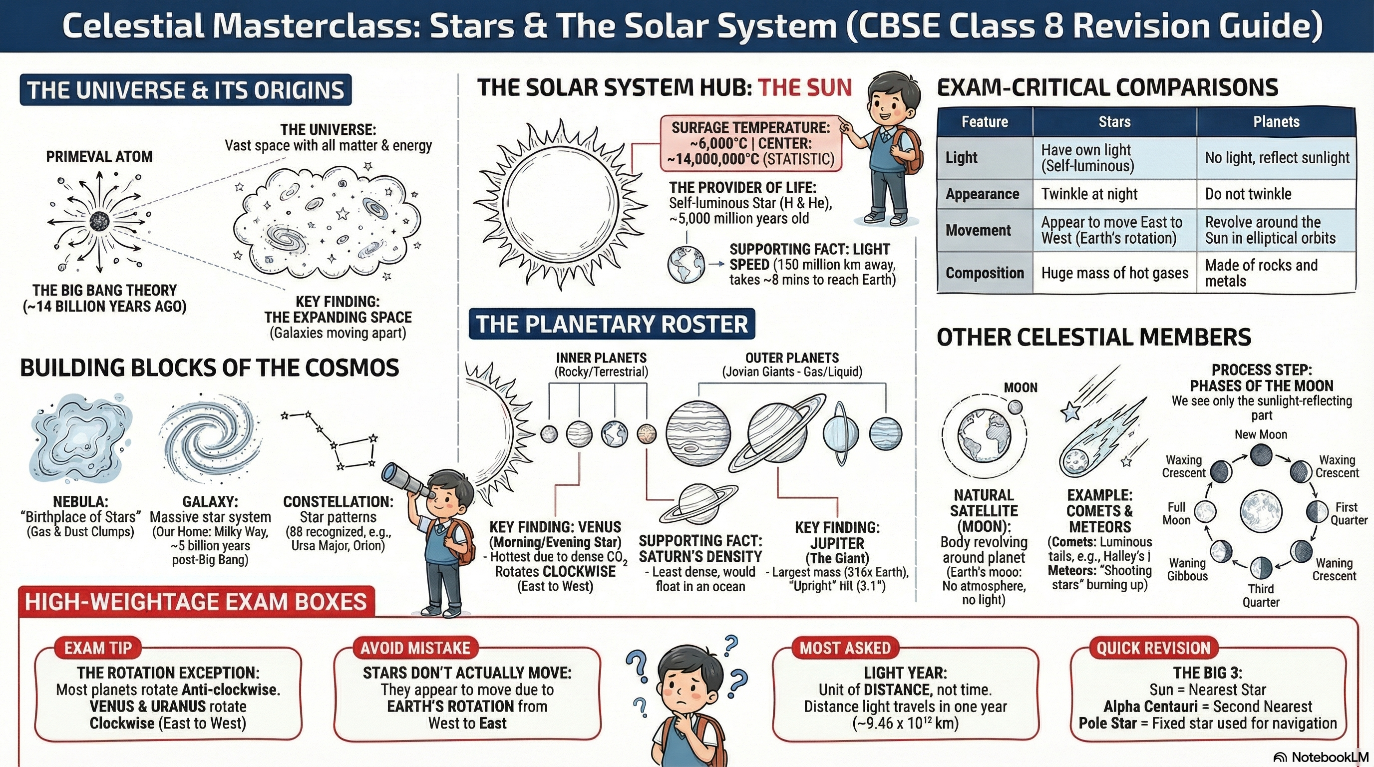 stars & the solar system mind map